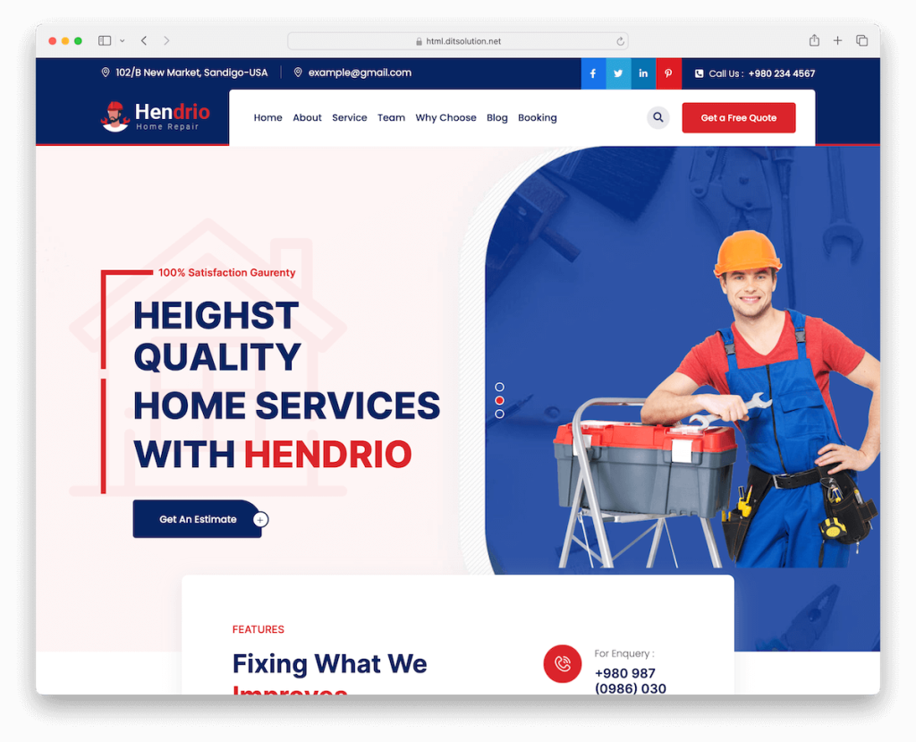 hendrio handyman website template