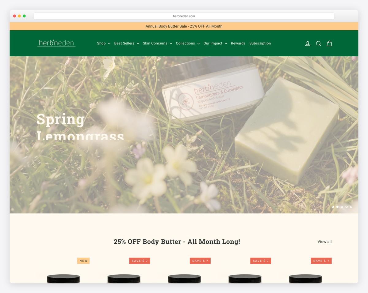 herb'n eden website example