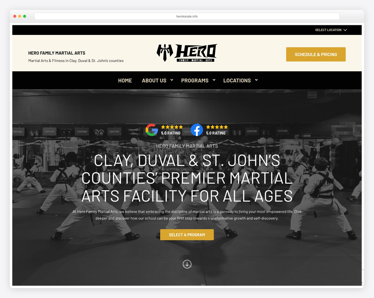 hero family martial arts website