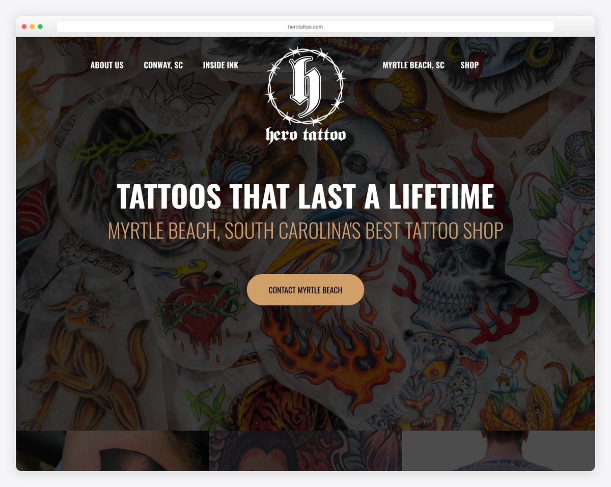 hero tattoo website example