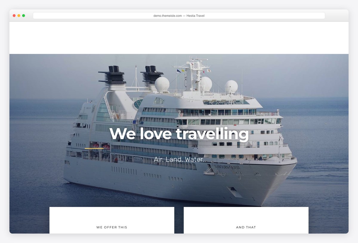 Hestia Travel free one-page WordPress demo