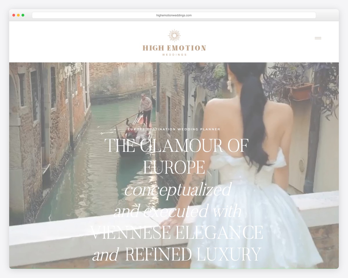 high emotion weddings website example