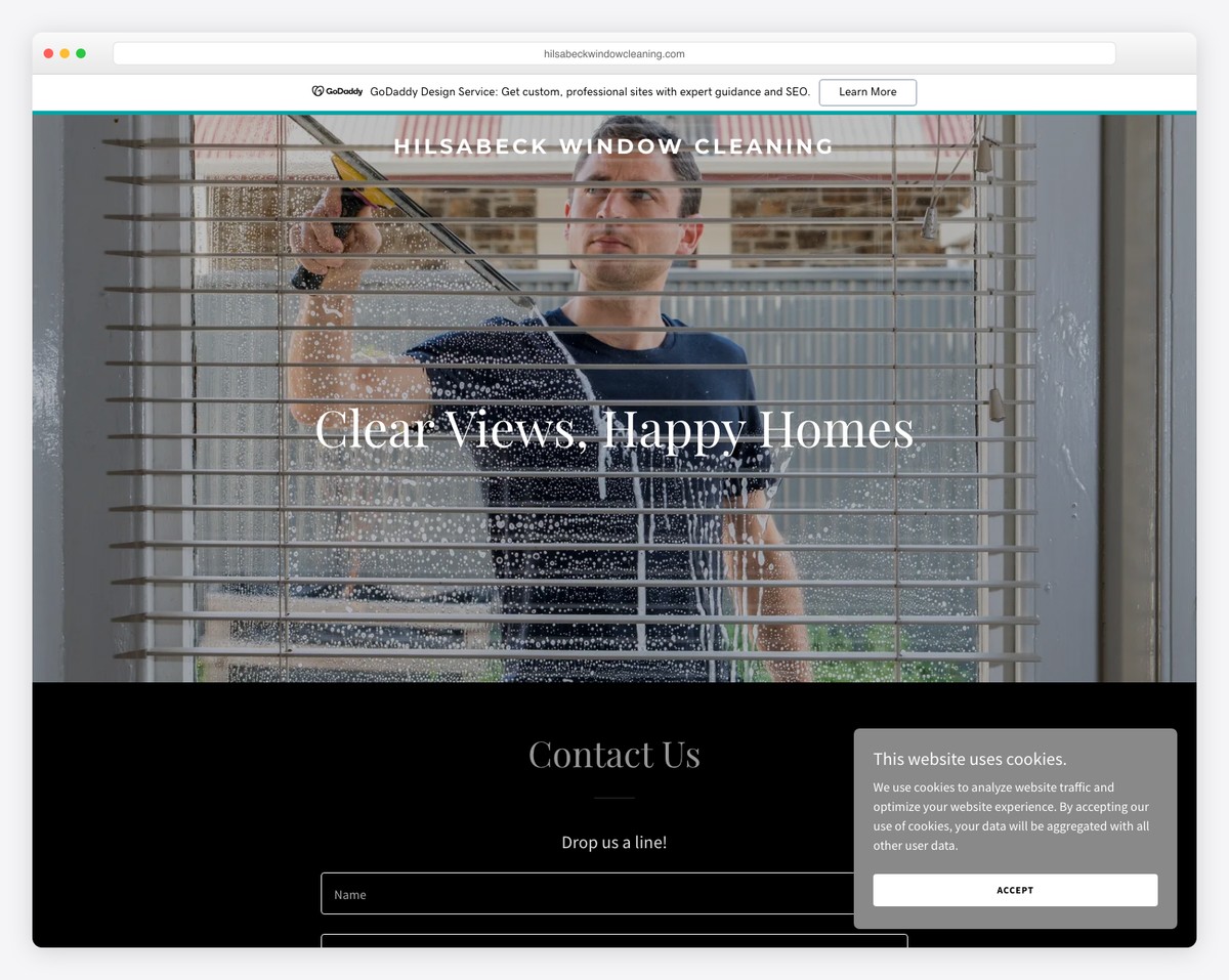 hilsabeck window cleaning website example