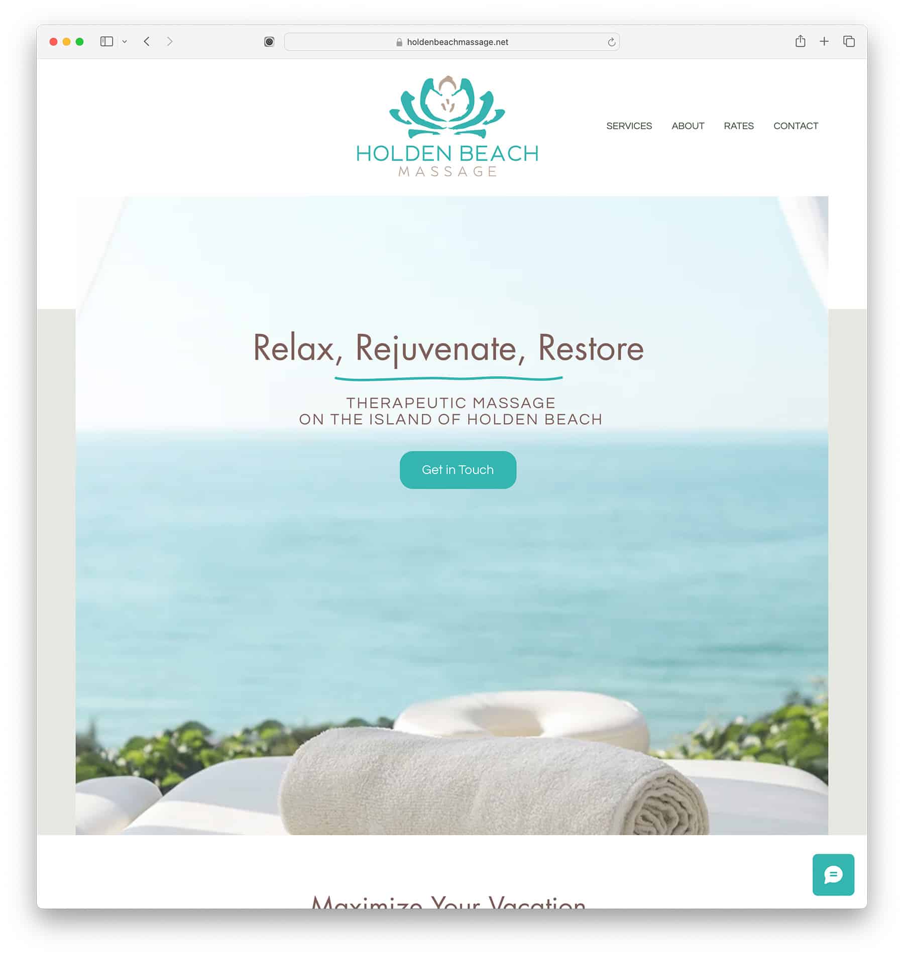 Holden Beach Massage therapy website example