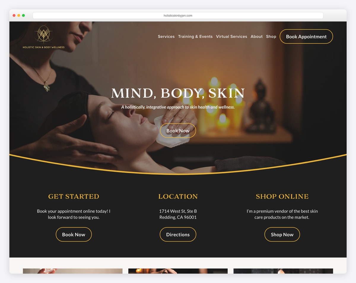 holistic skin by jen website example