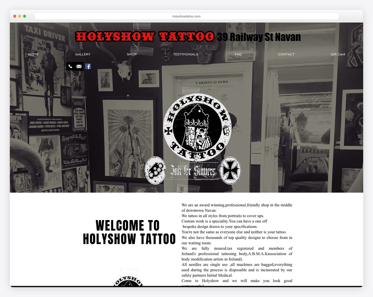 holyshow tattoo website example