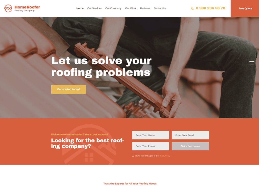 HomeRoofer | Roofing Company Services & Construction WordPress Theme
