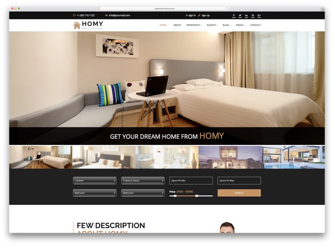 homy real estate website template