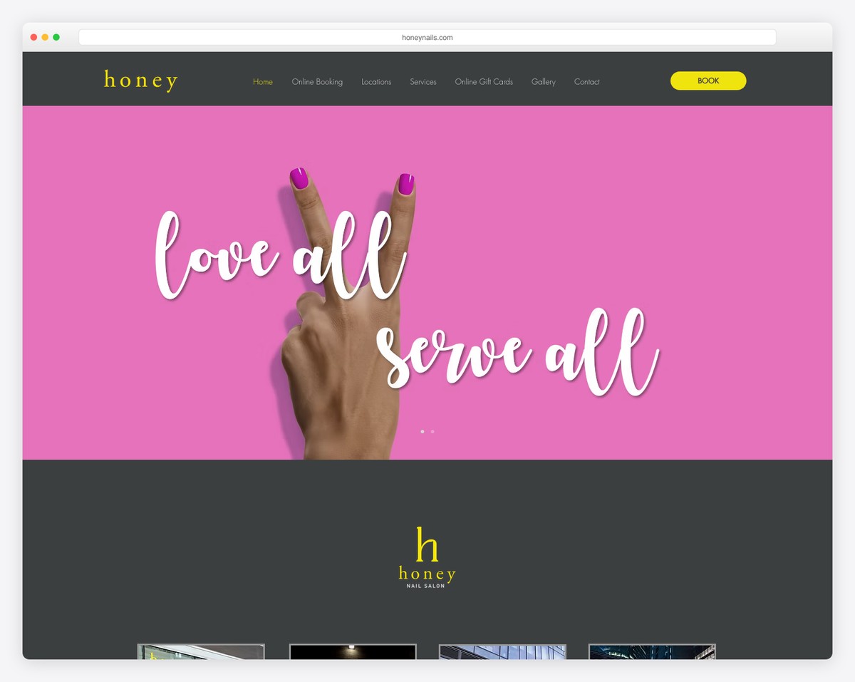 honey nails website example