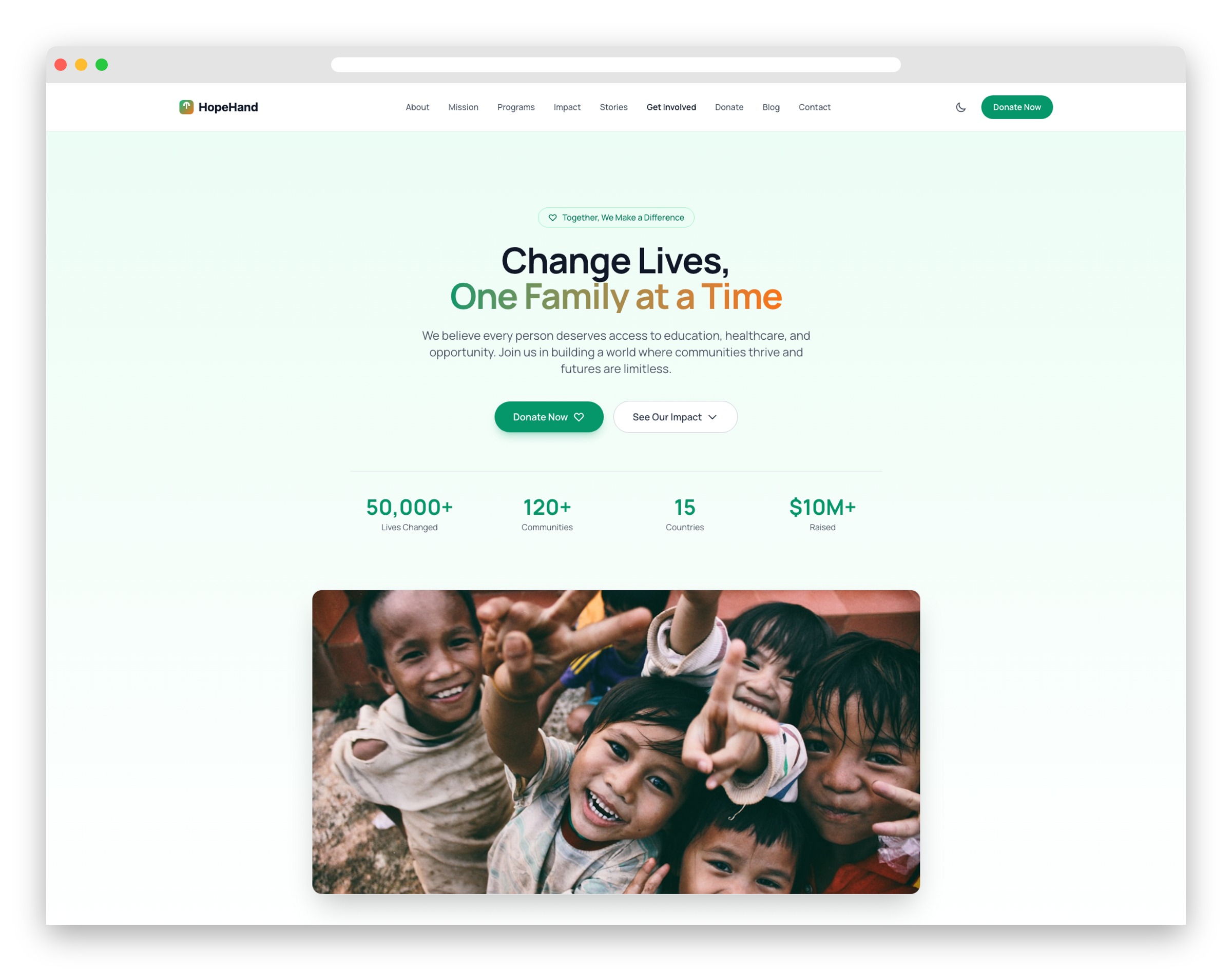 HopeHand - Tailwind CSS Nonprofit Landing Page Template