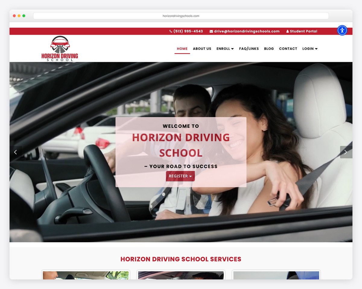 horizon driving school website example