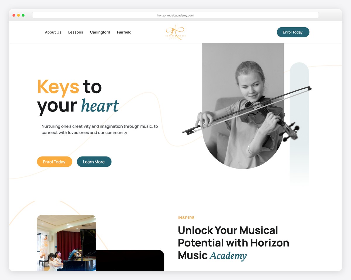 horizon music academy website example