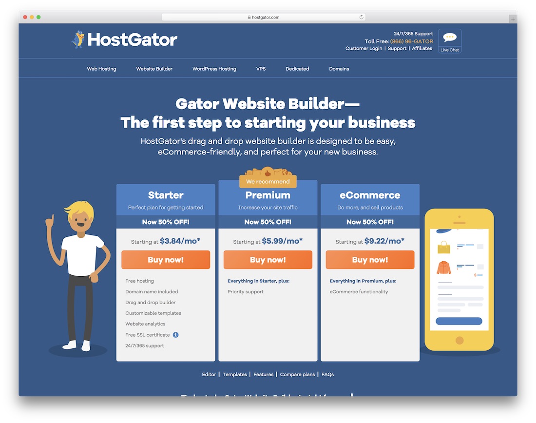 hostgator cheap website builder and hosting