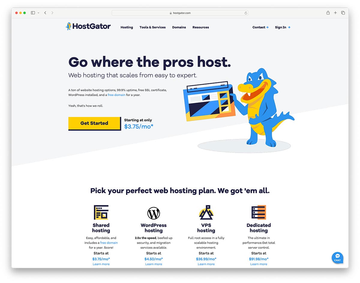 Hostgator - popular personal website hosting
