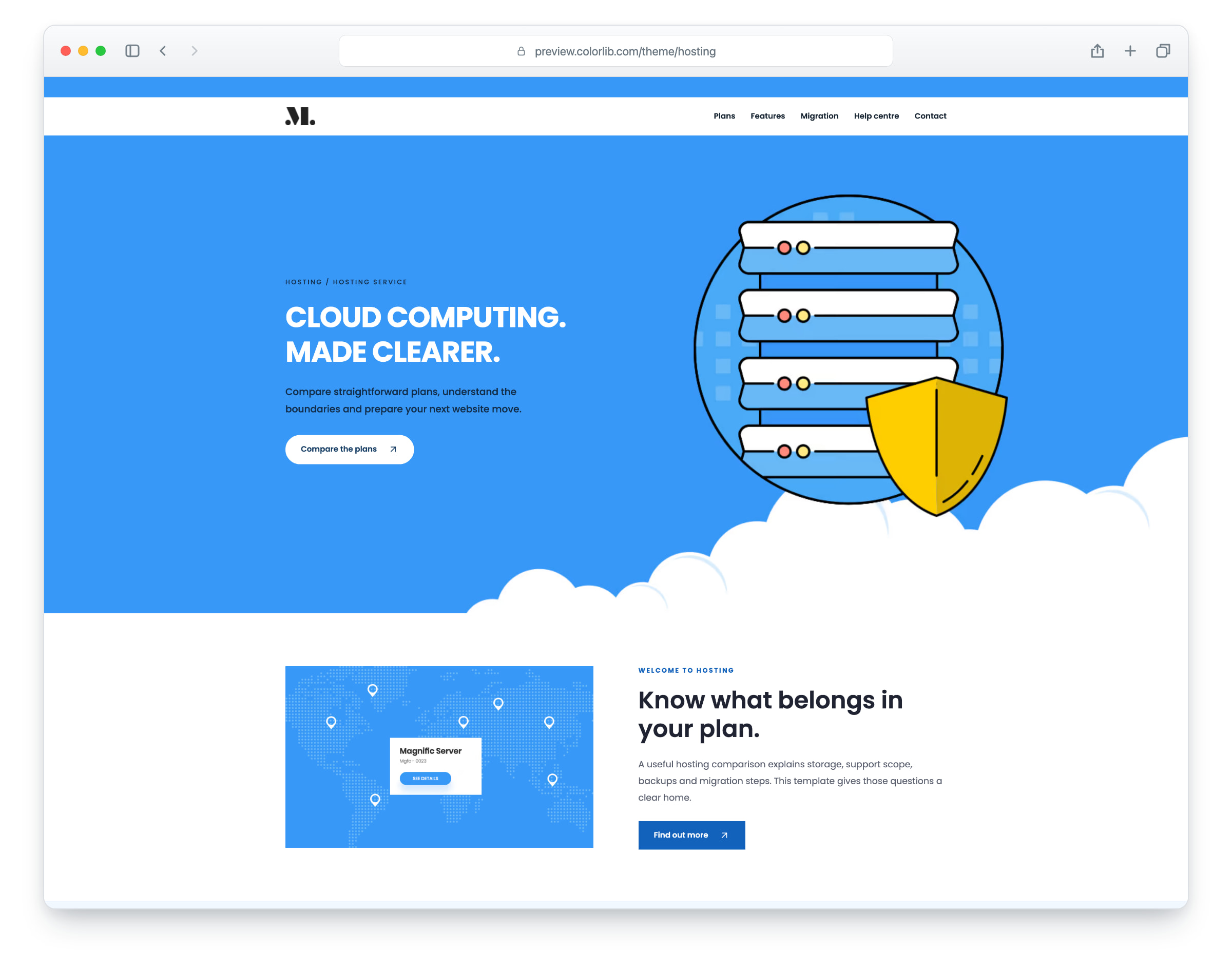 Hosting website template