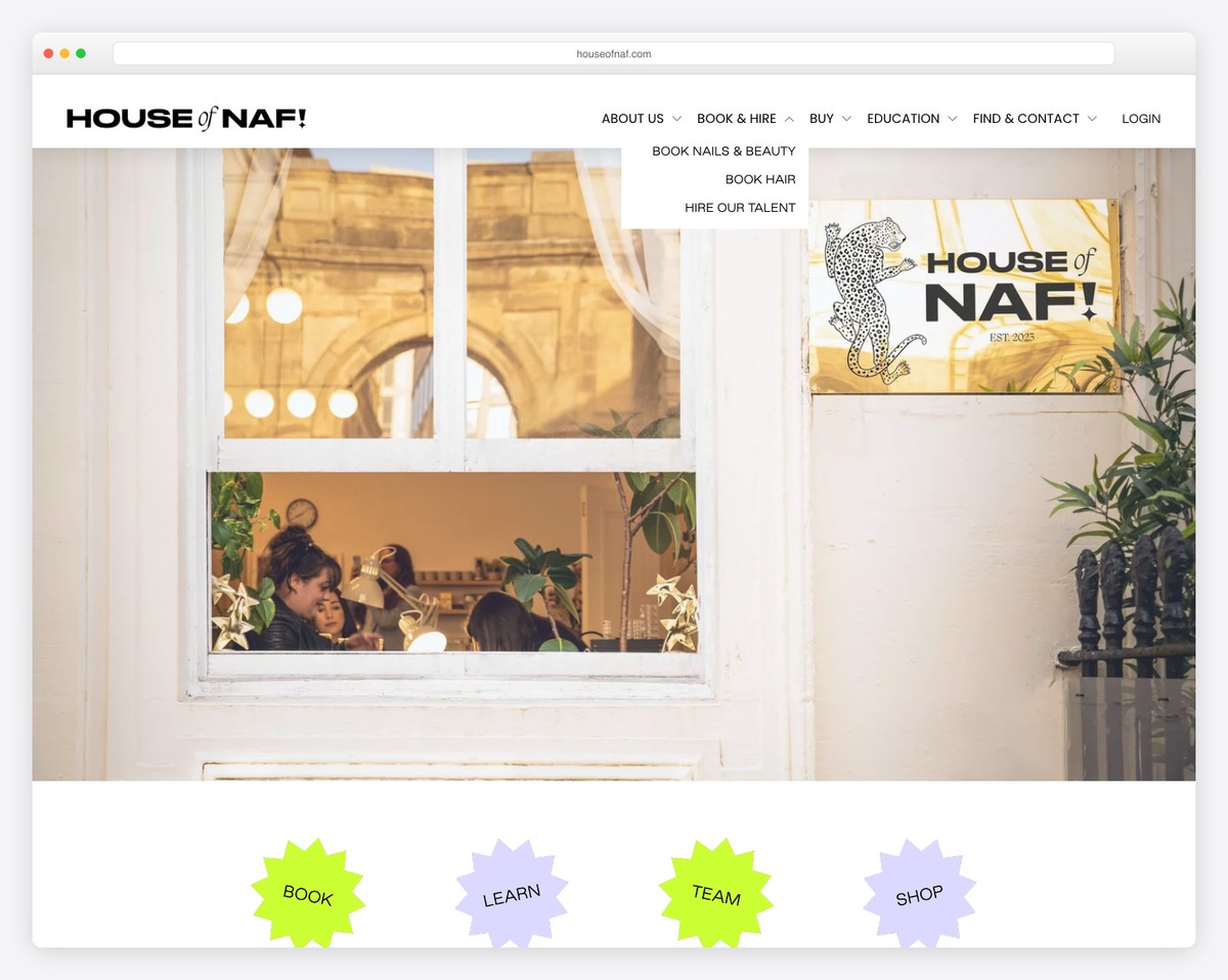 naf! salon website example