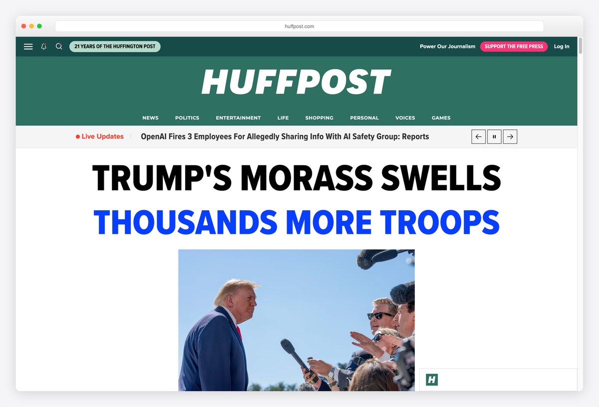 HuffPost homepage design