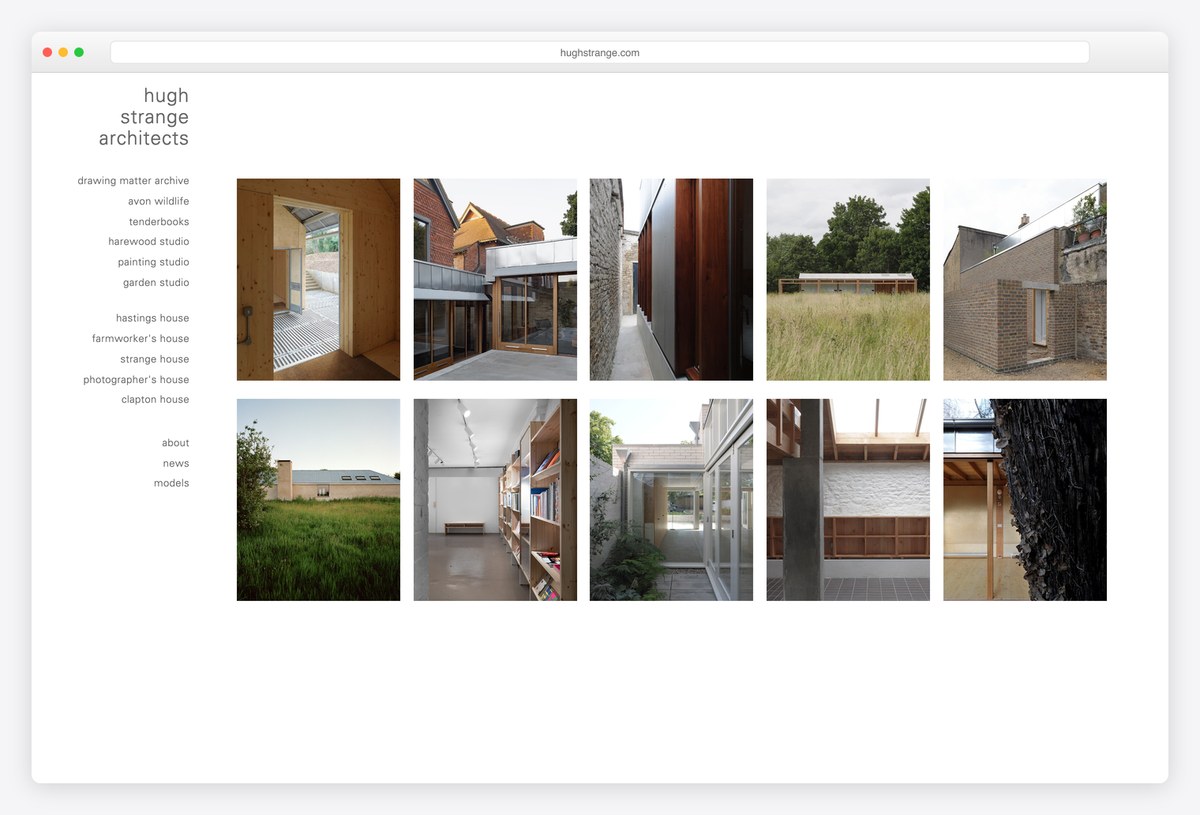 Hugh Strange Architects architecture portfolio website