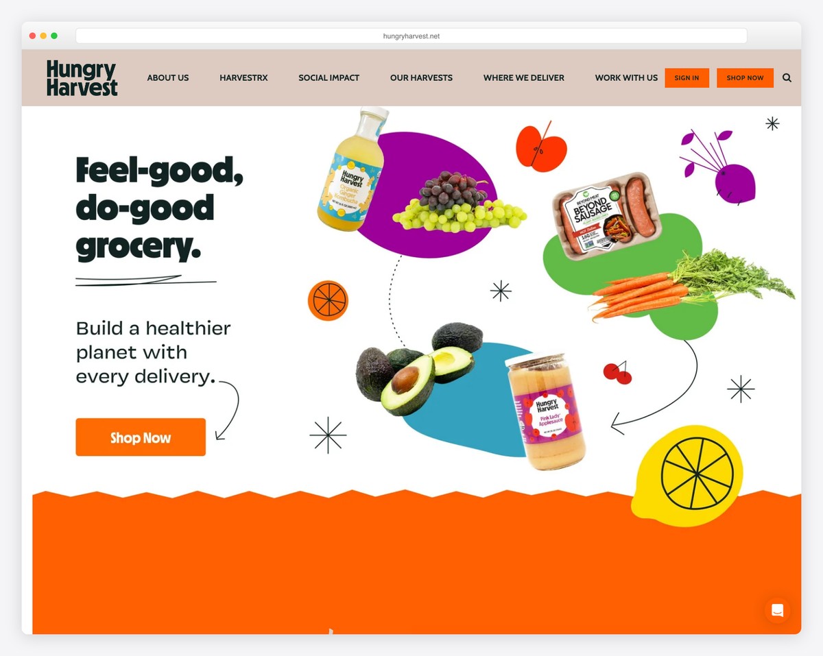 hungry harvest squarespace ecommerce example