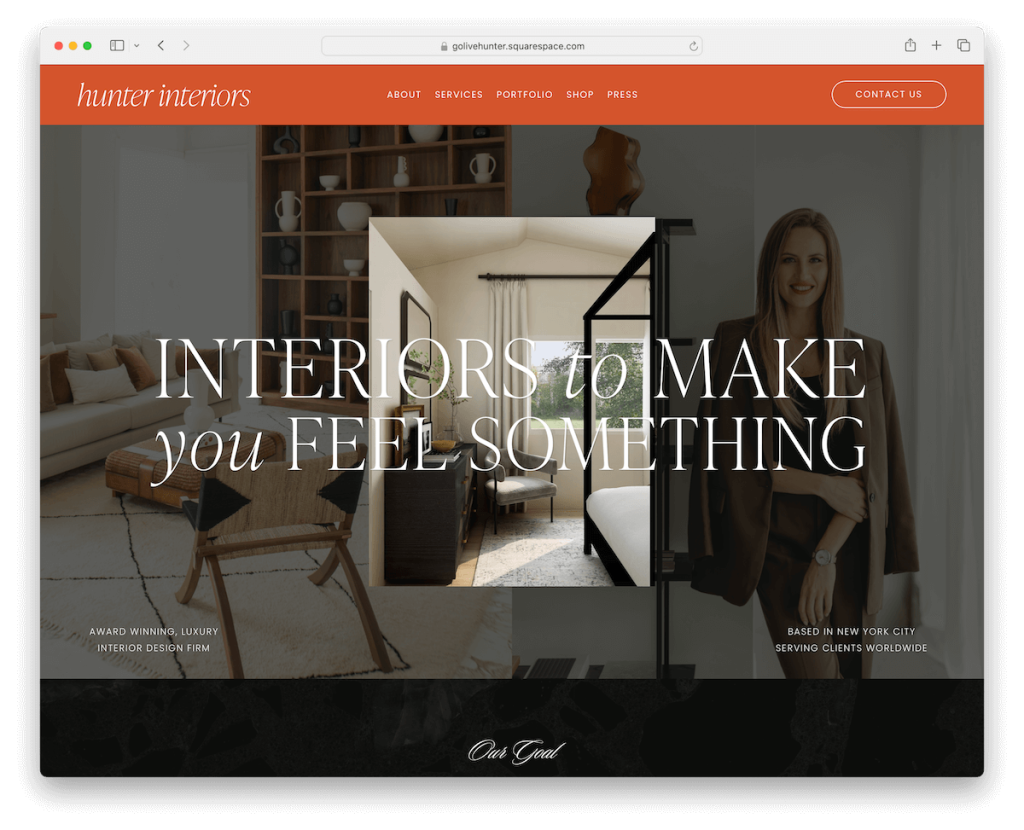 hunter squarespace interior design template