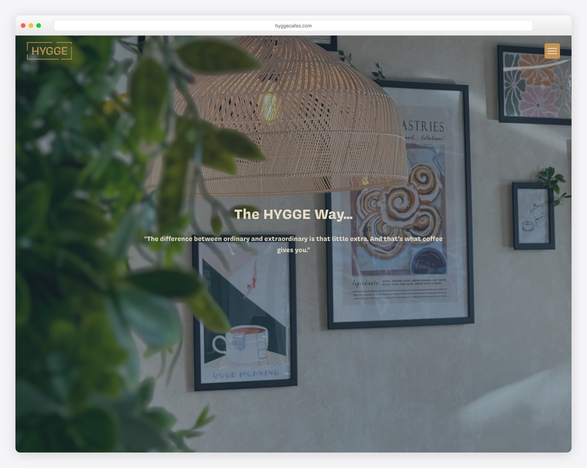 hygge cafe website example