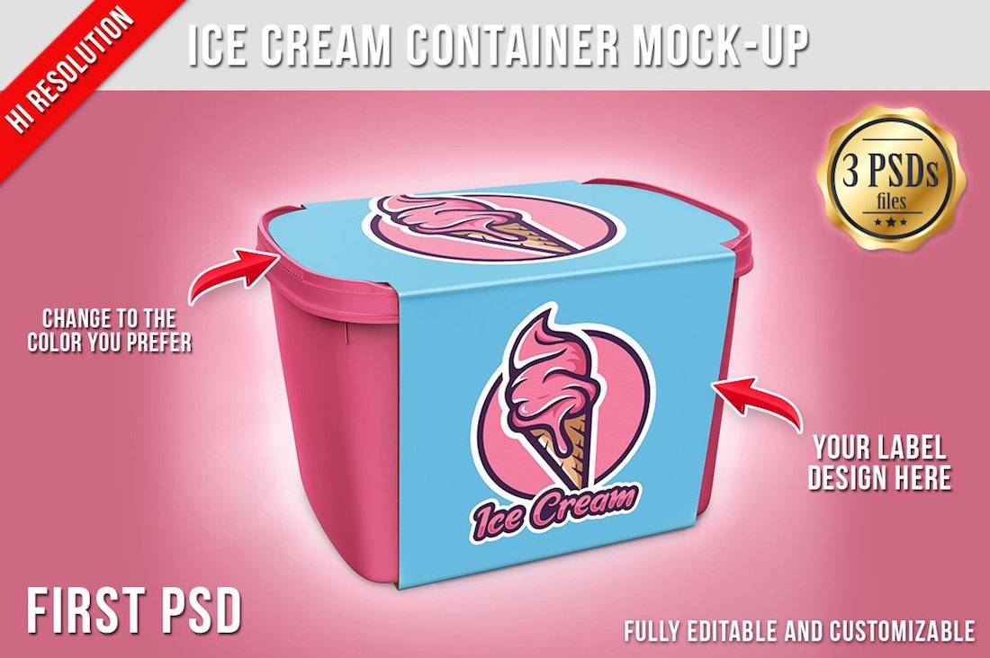 ice cream container mockup