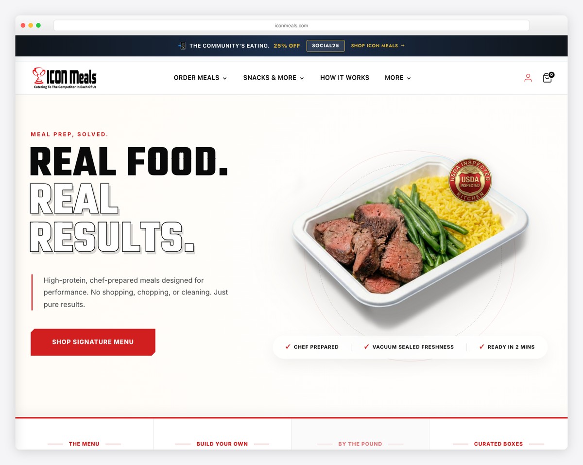 icon meals website example