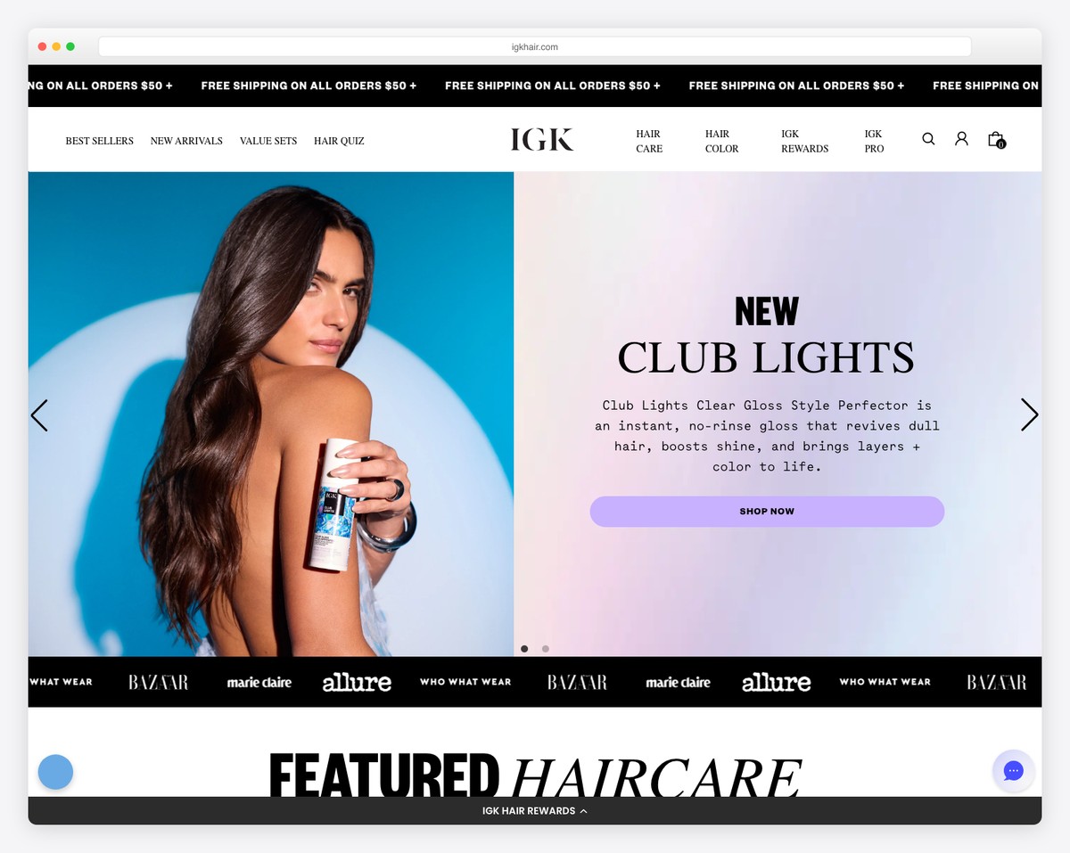 igk hair website example