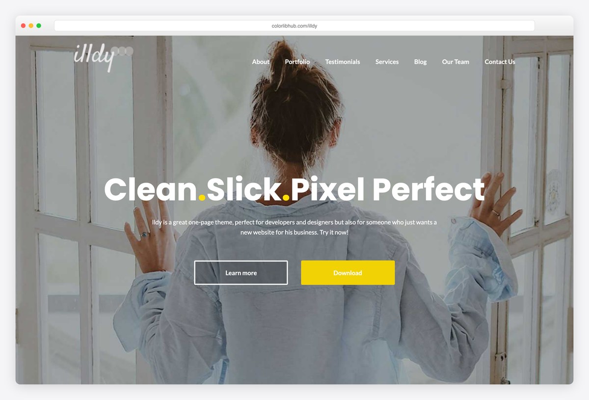 Illdy free one-page business WordPress theme demo by Colorlib