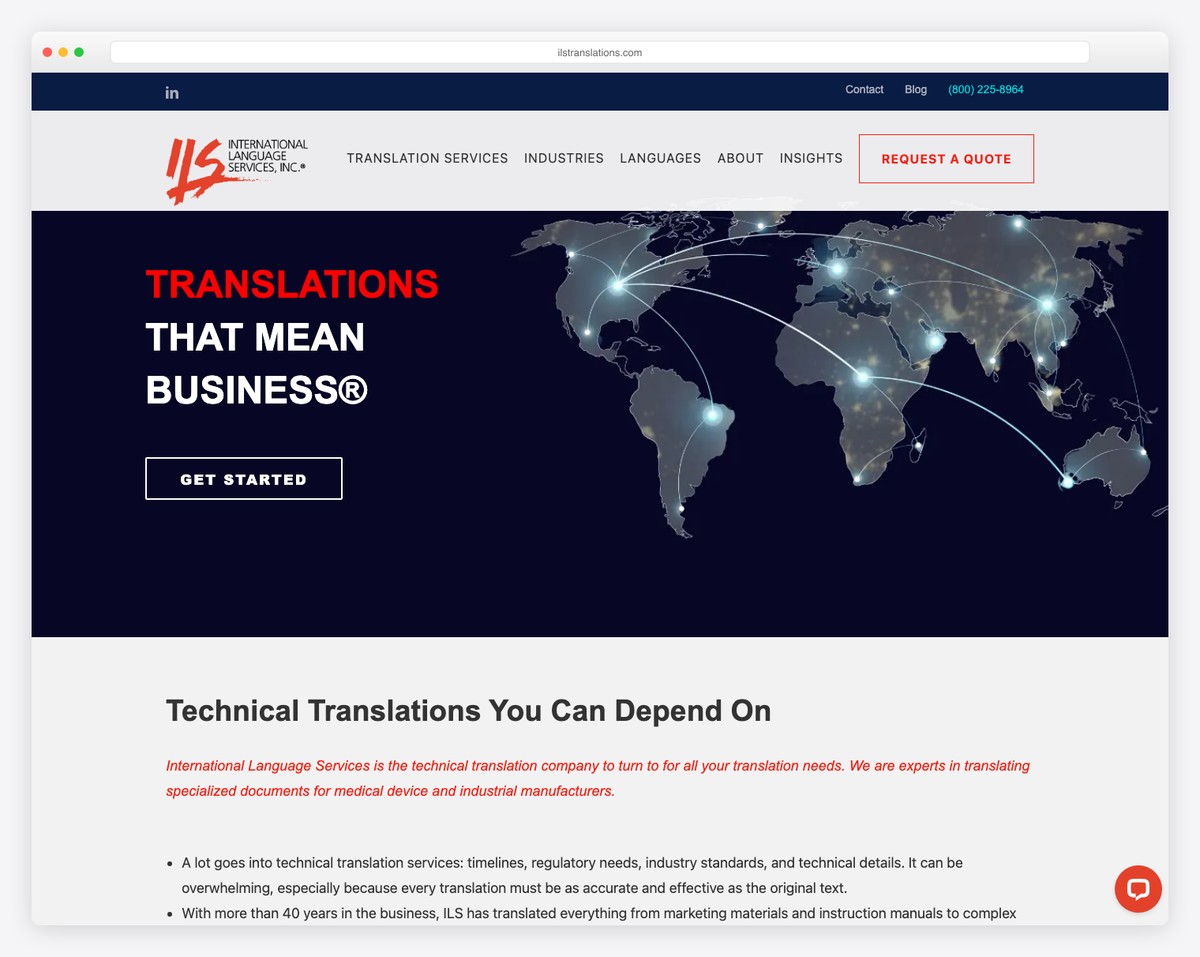 international language services website example