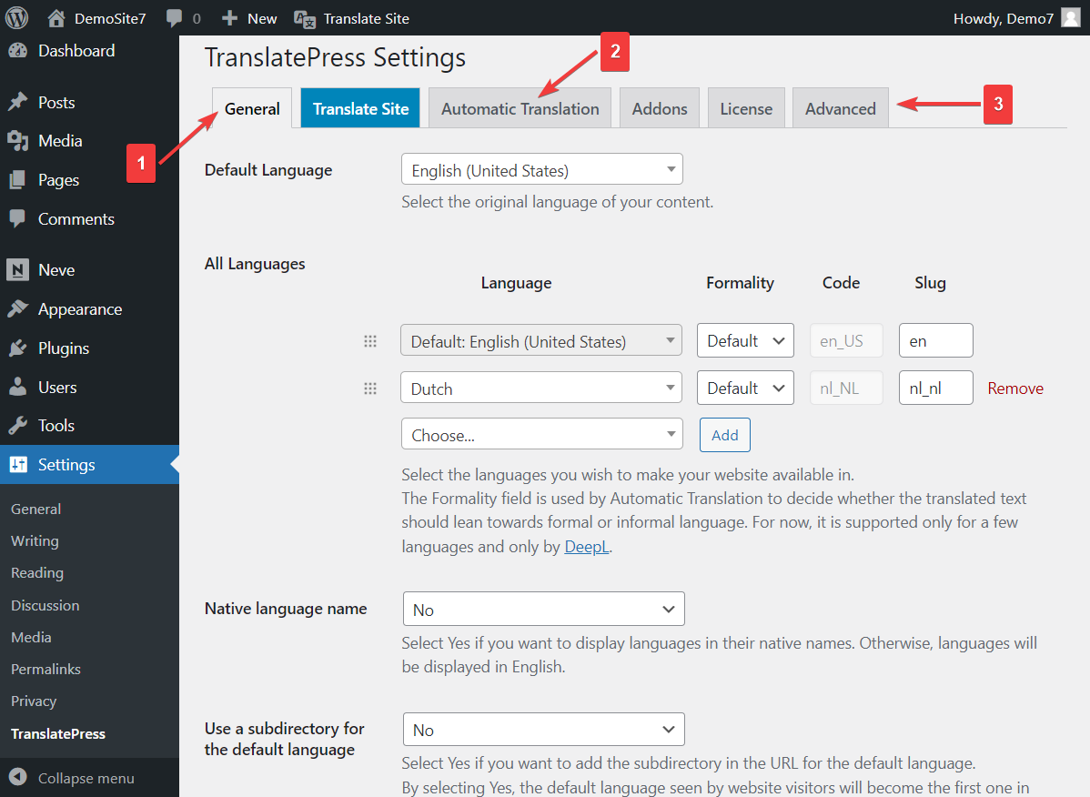 Check if all settings for automatic translation are correct