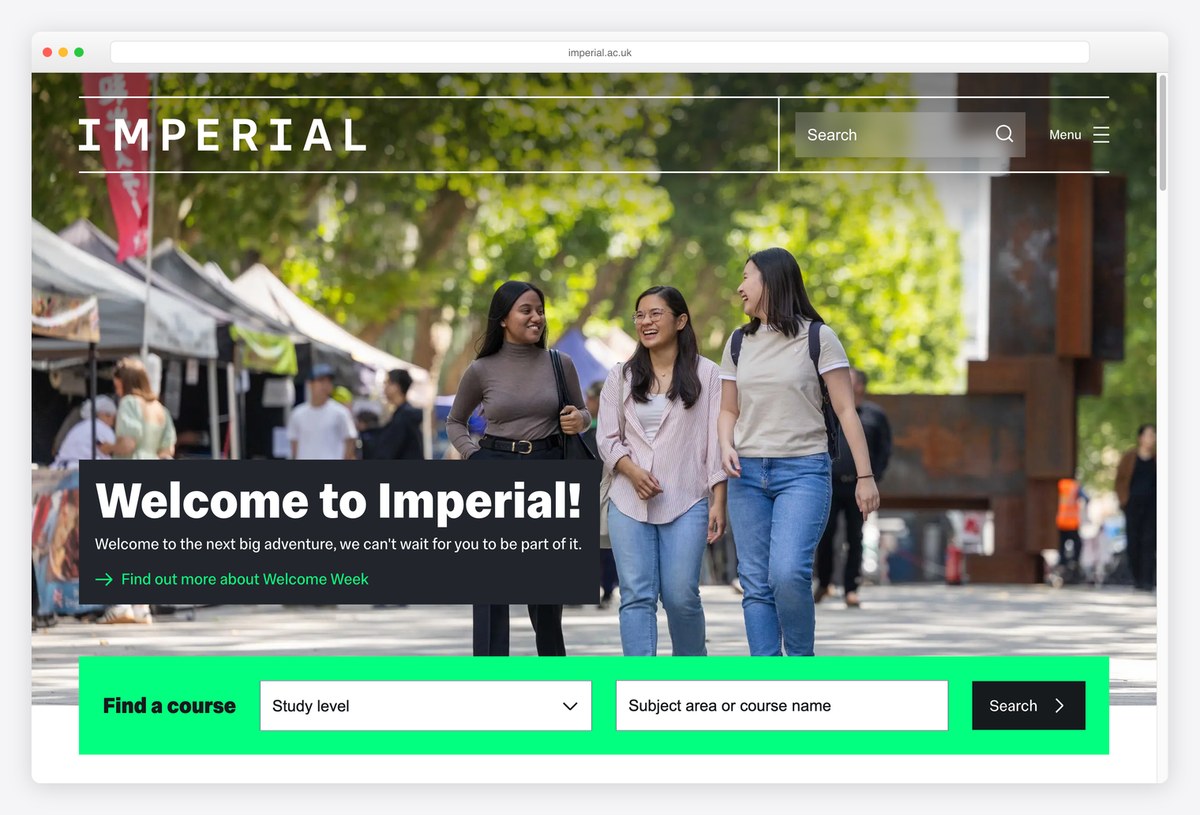 Imperial College London homepage design