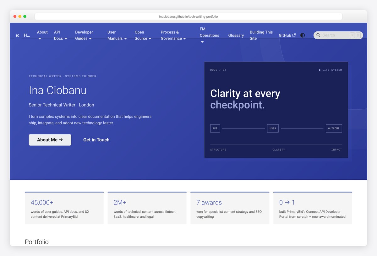 Ina Ciobanu writer portfolio website