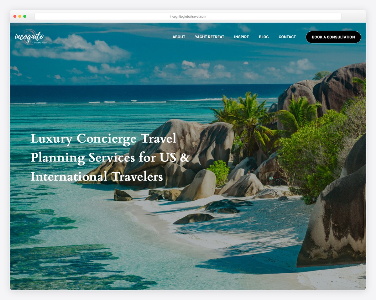 incognito global travel website example