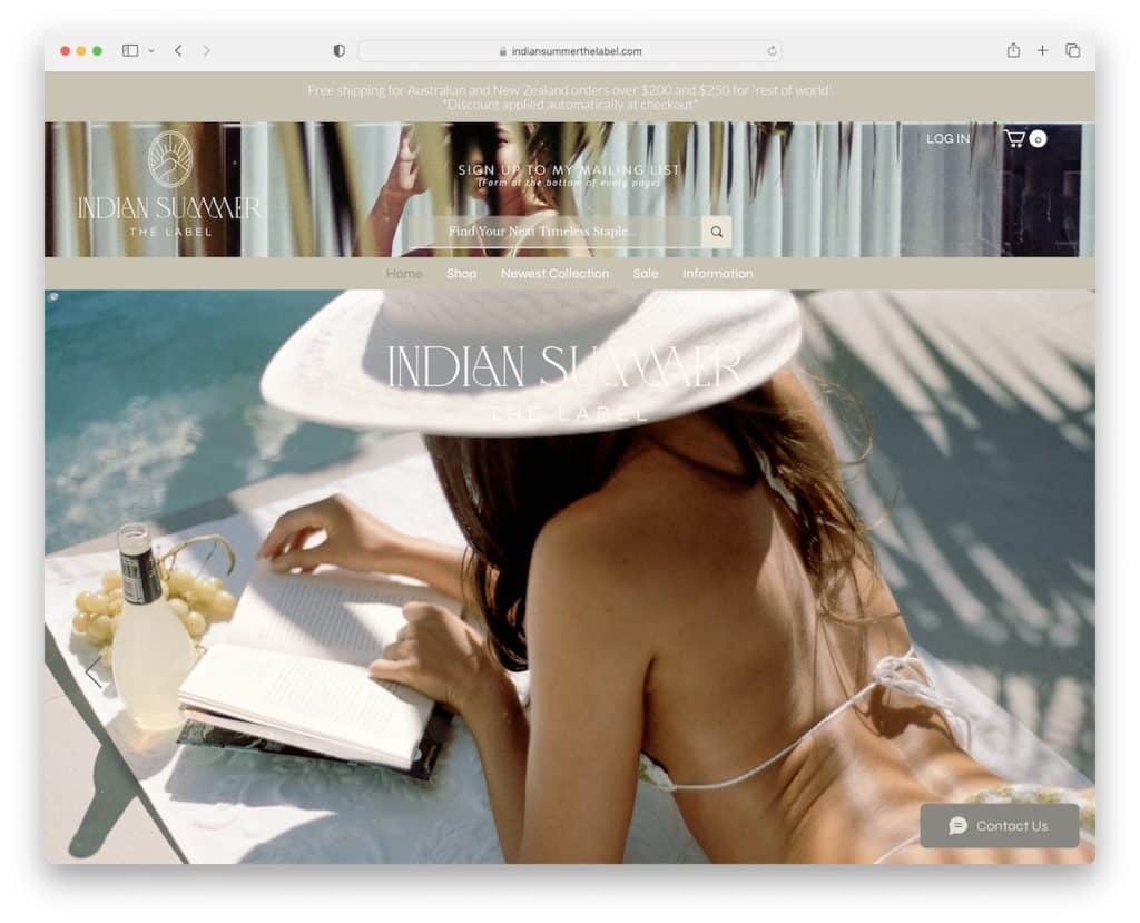 indian summer wix store example