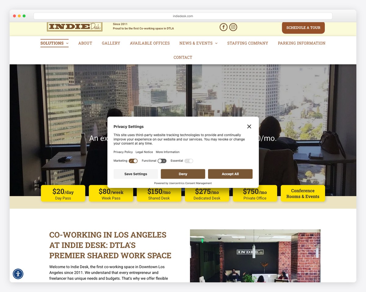 indie desk website example