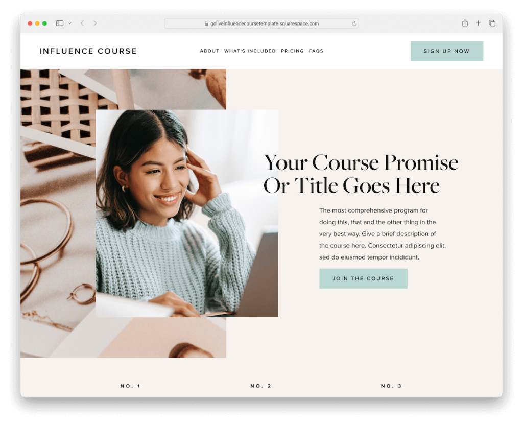 influence squarespace coaching template