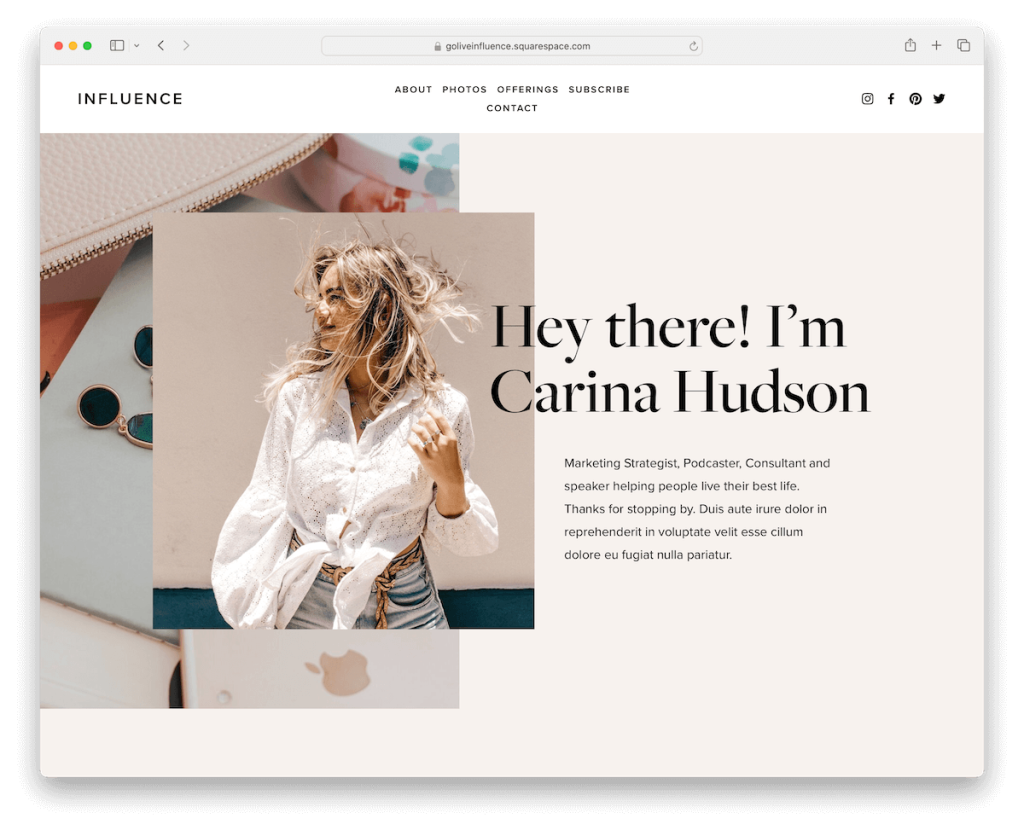 influence squarespace consultant template
