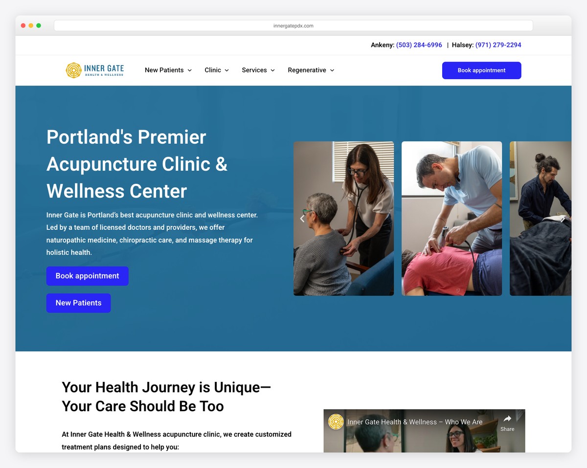 inner gate health & wellness website example