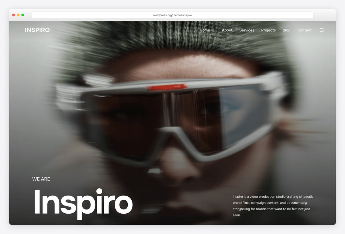 Inspiro minimal photography and video WordPress theme by WPZOOM