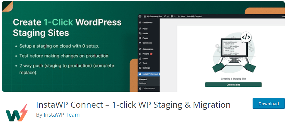 Instawp - plugin for staging site creation