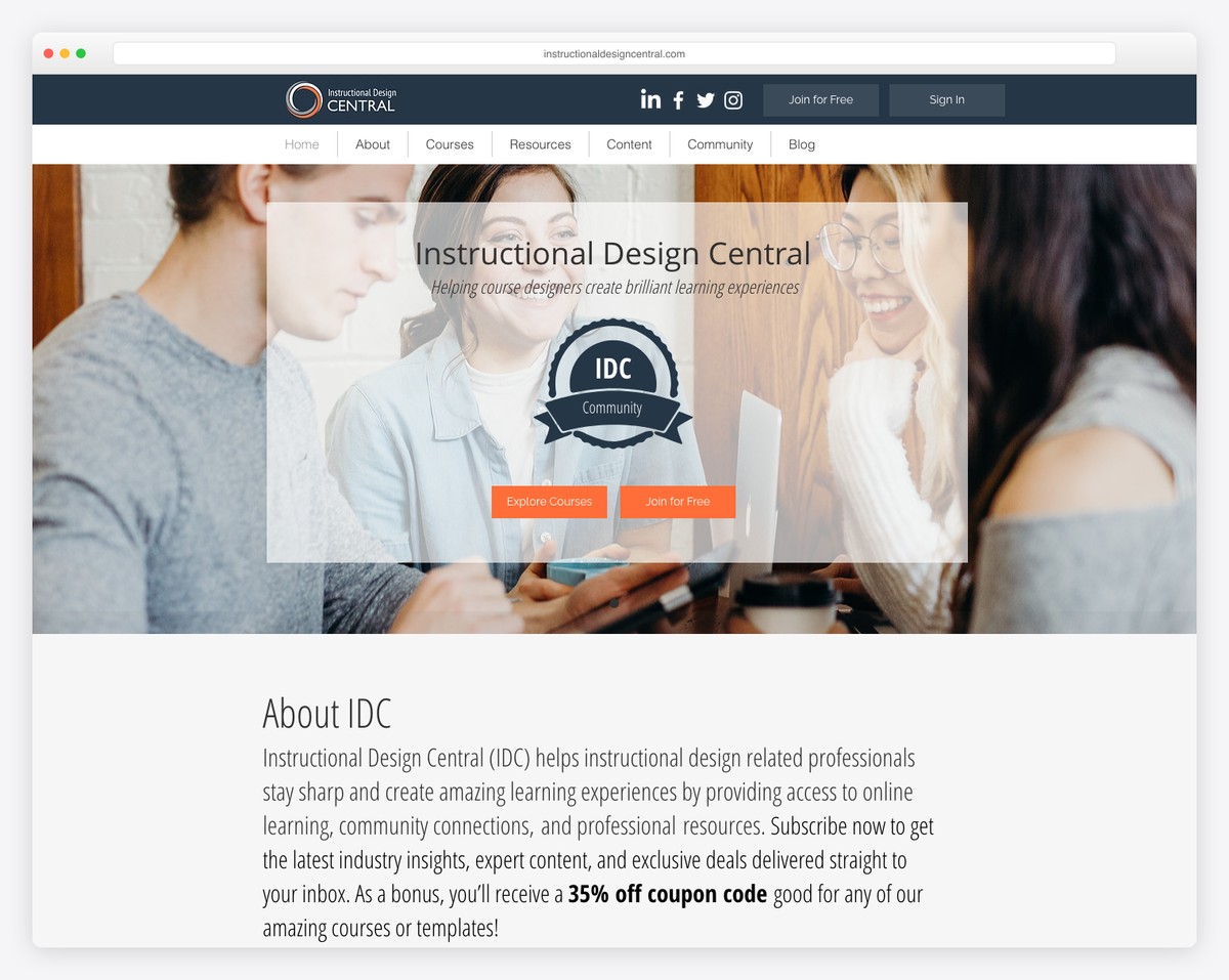 instructional design central wix forum example