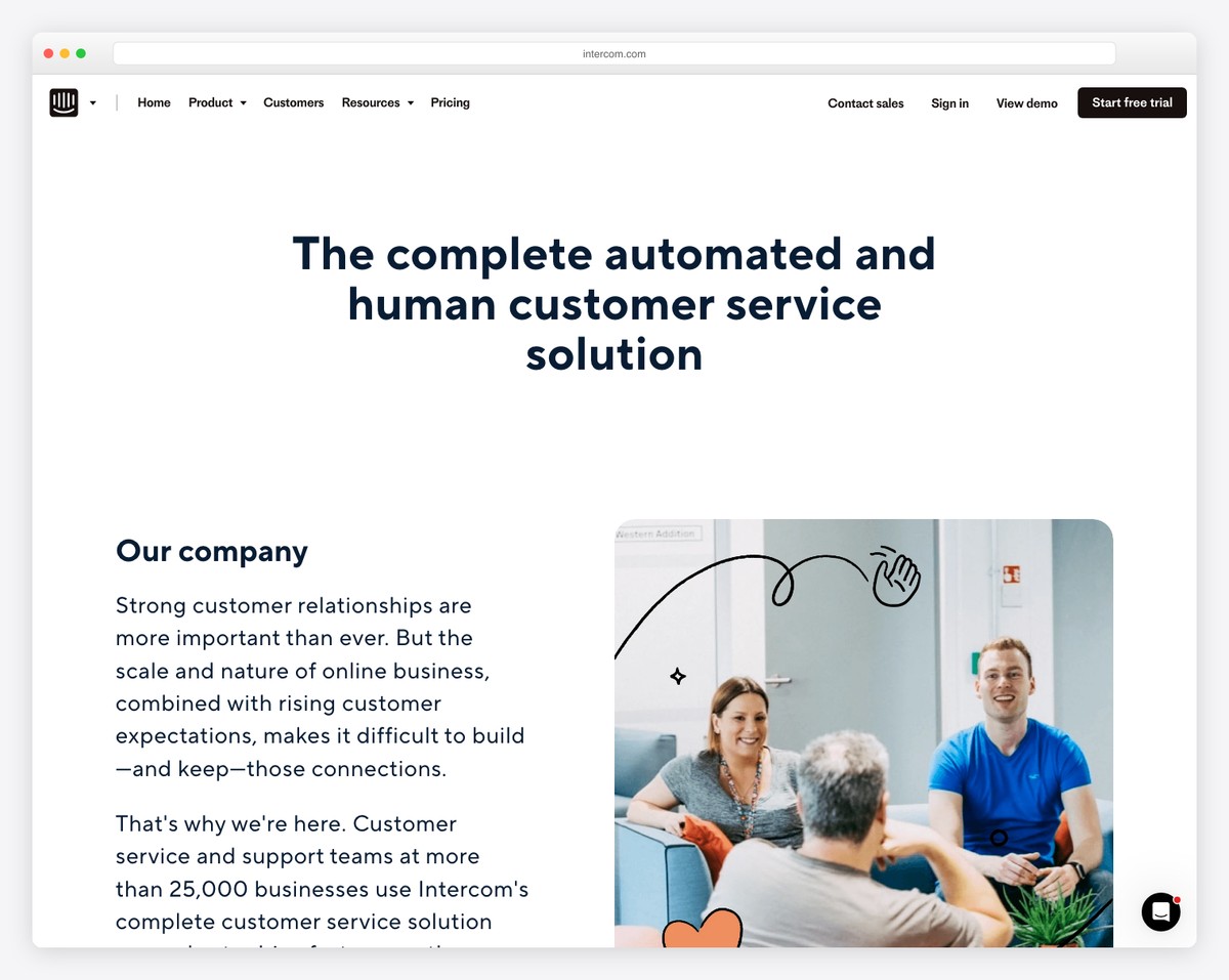 intercom about page example