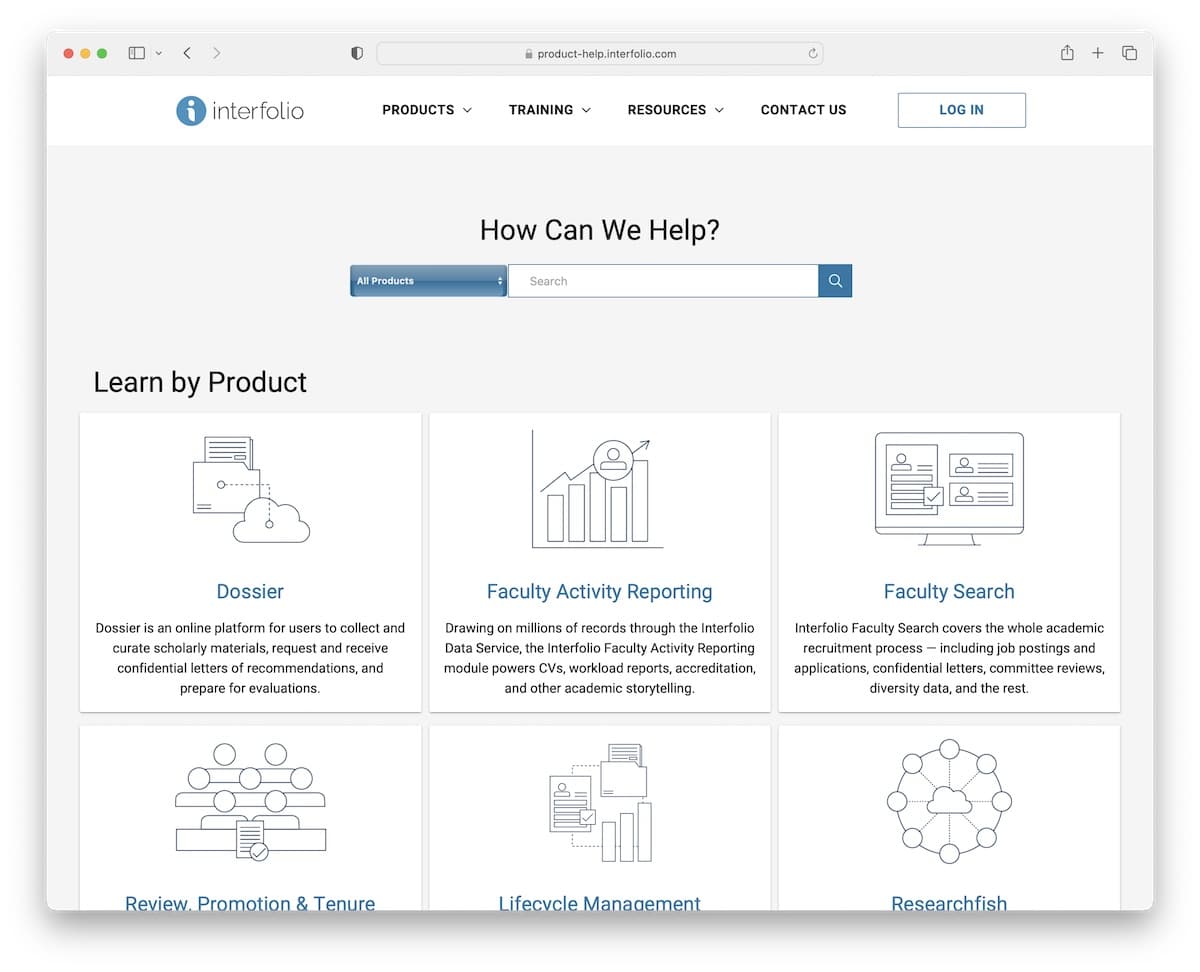 interfolio product help page example