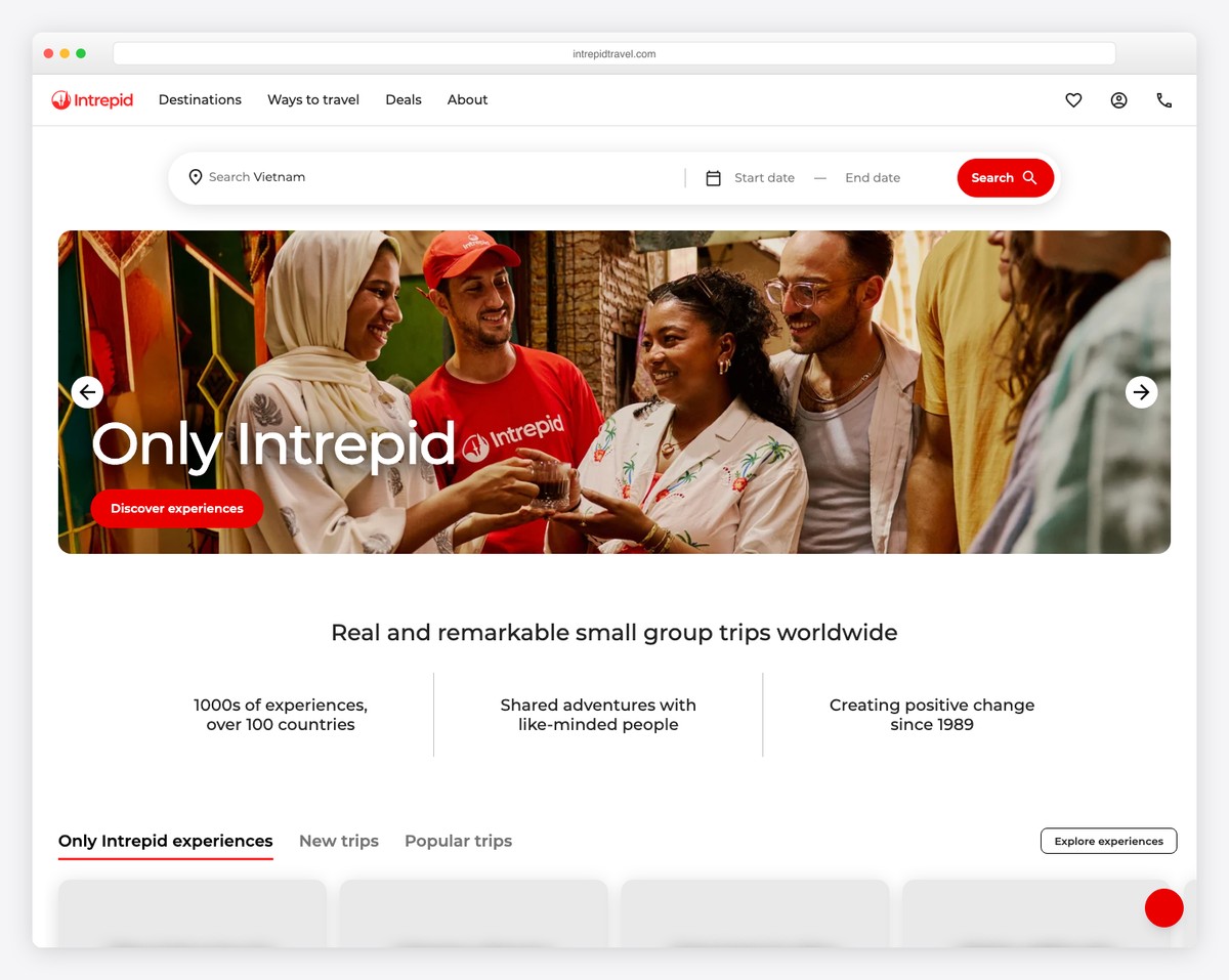 intrepid travel website example