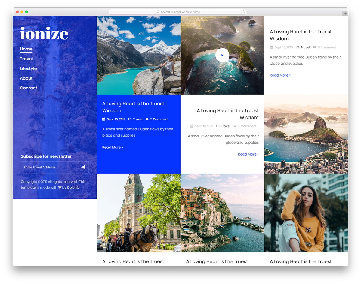 Ionize Free Travel HTML Template