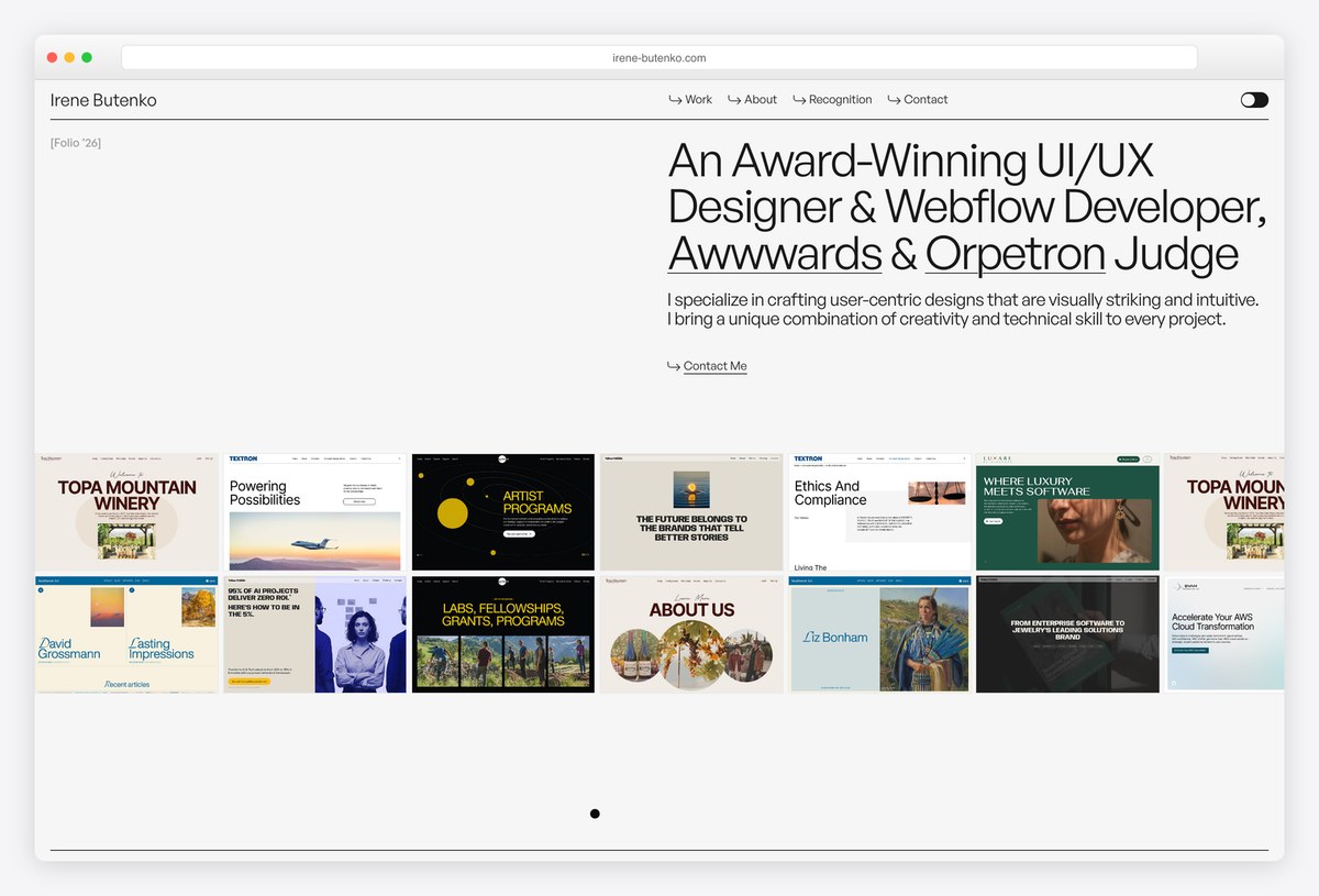 Irene Butenko web designer portfolio website