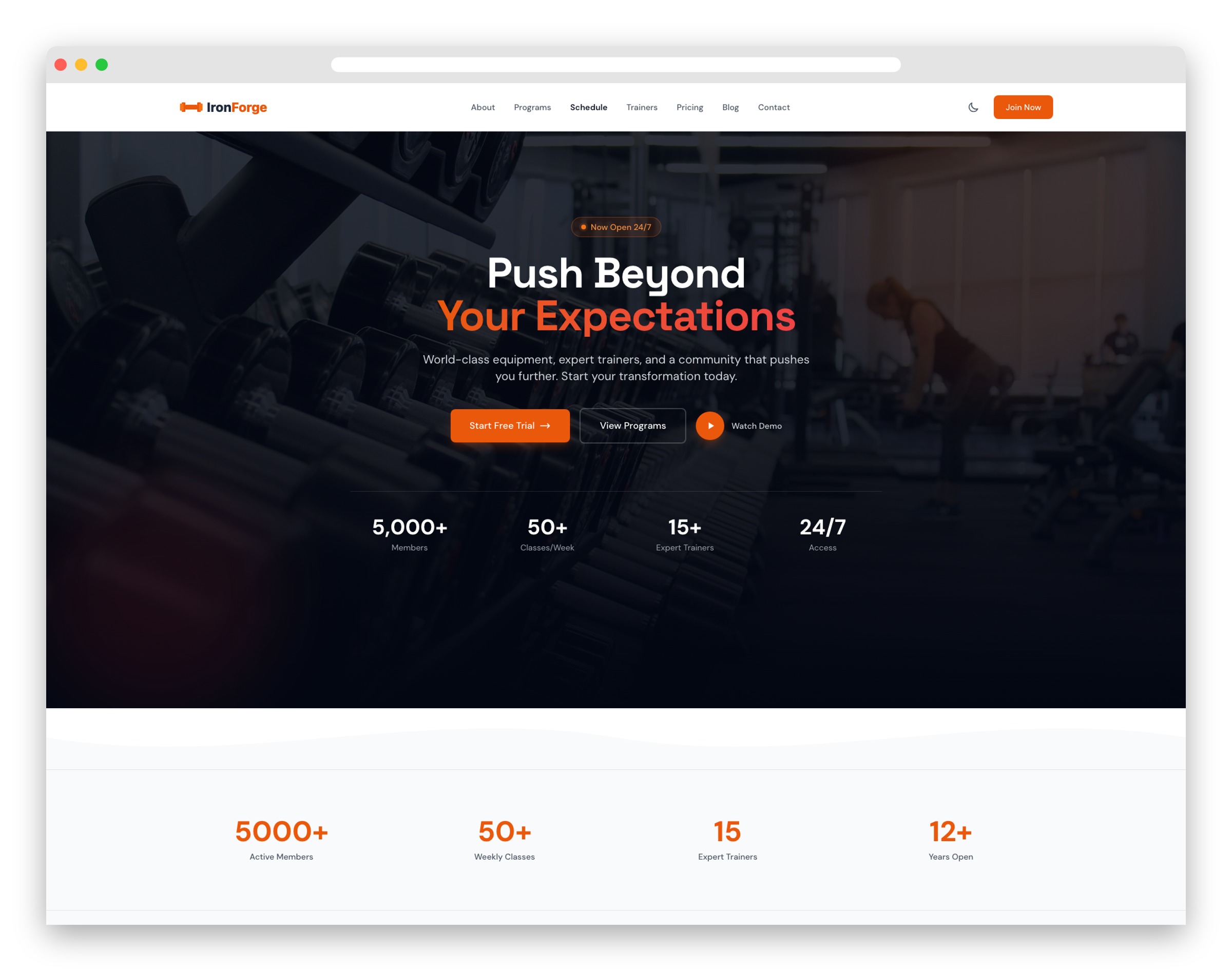 IronForge - Tailwind CSS Gym and Fitness Landing Page Template