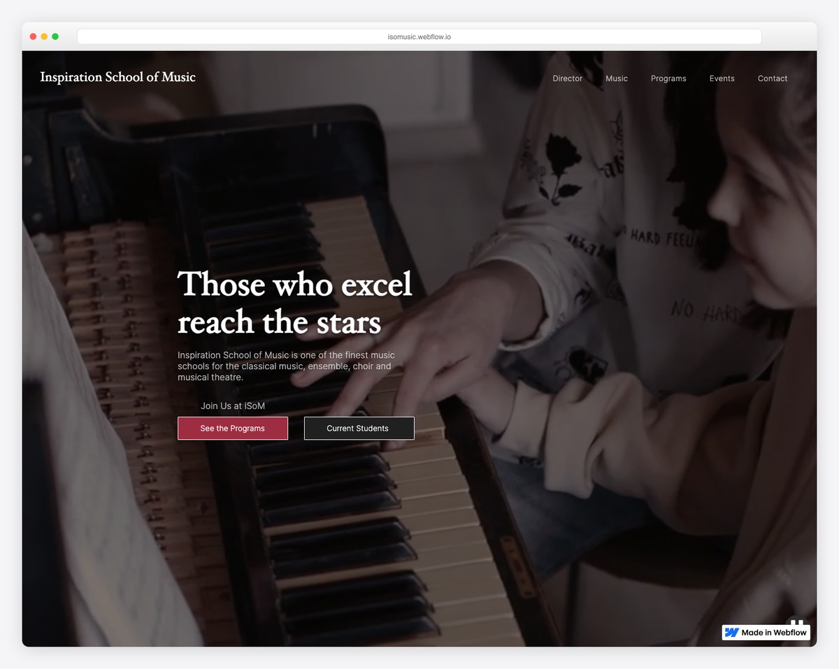 inspiration school of music website example