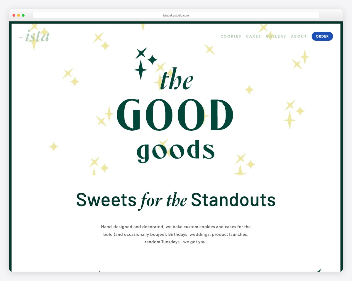ista bake studio website example